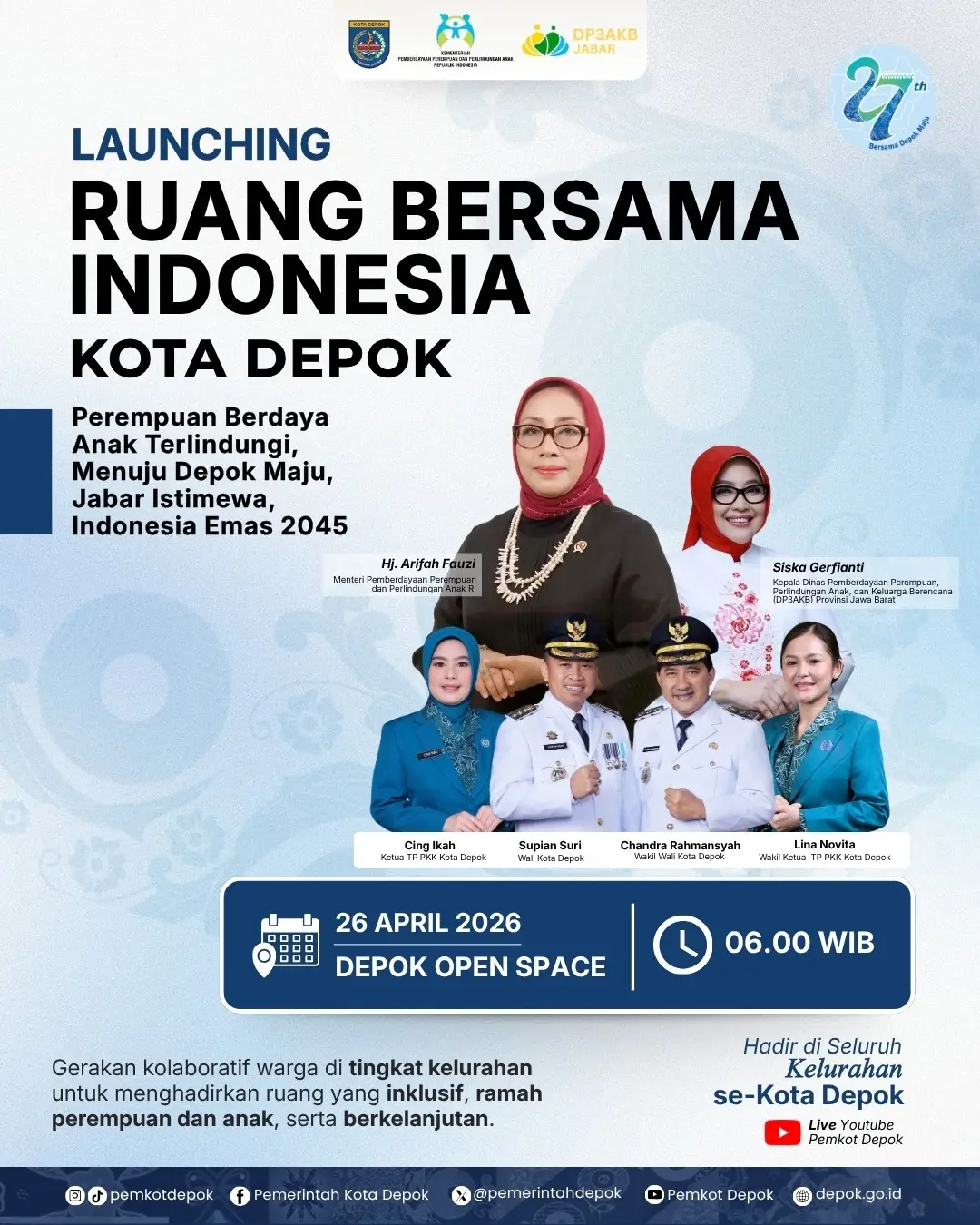 Kota Depok Luncurkan RBI, Menteri PPPA Dijadwalkan Hadir